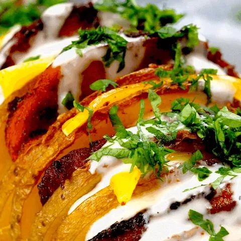 Vegan Bacon Cheeseburger Hasselback Potatoes Bosh TV