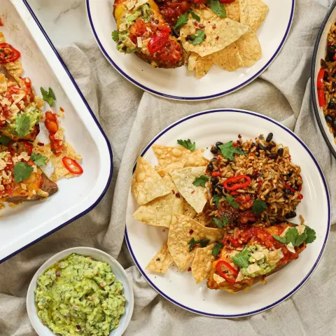 Vegan Cheesy Burrito Sweet Potato Boats Bosh TV