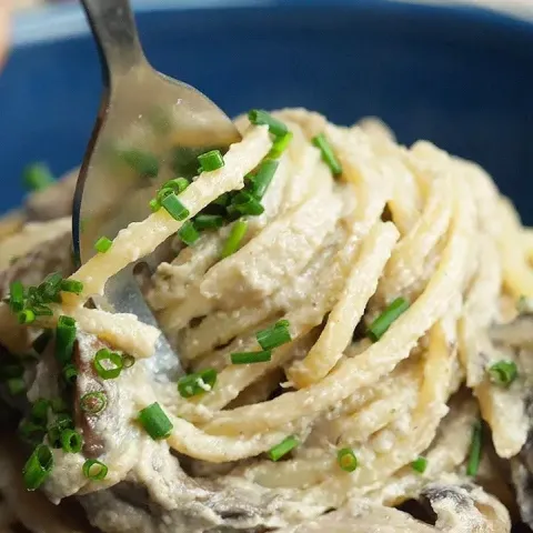 Vegan Creamy Garlic Mushroom Pasta Bosh TV
