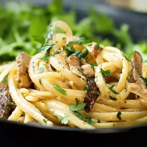 Vegan Creamy Lemony Linguini with Exotic Mushrooms Bosh TV