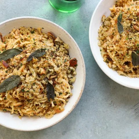 Vegan Fridge Raid Friday Breadcrumb Pasta BOSHTV