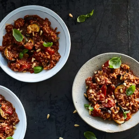 Vegan Red Ratatouille Risotto Bosh TV