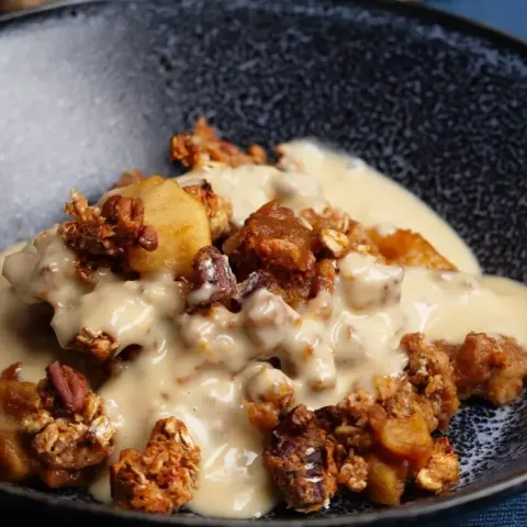 Vegan Salted Caramel Apple Crumble & Custard Bosh TV