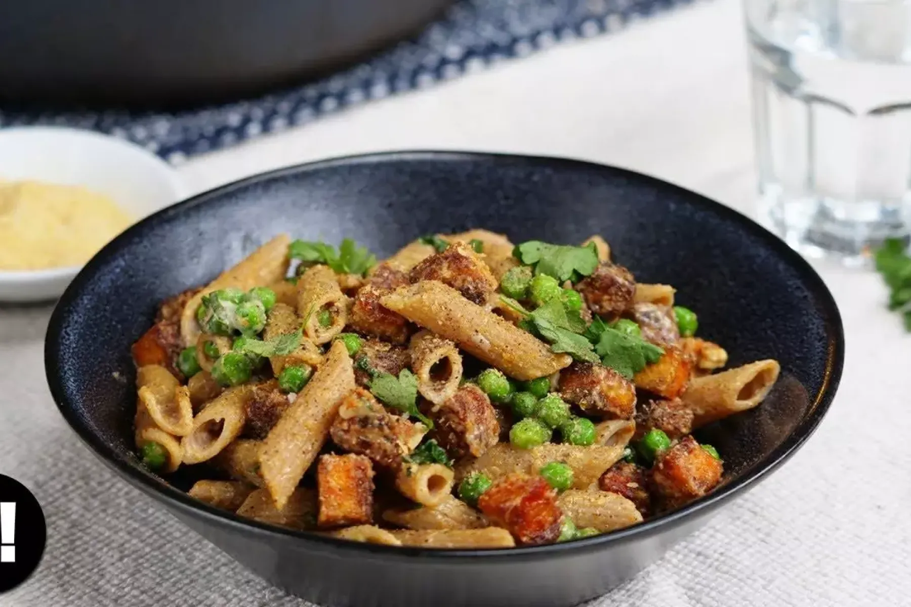 Vegan Creamy Pea & Smokey 'Bacon' Penne Bosh TV