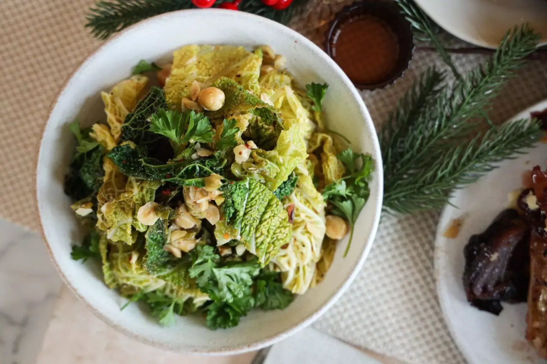 Vegan Lemony Savoy Cabbage with Roasted Hazelnuts Bosh TV