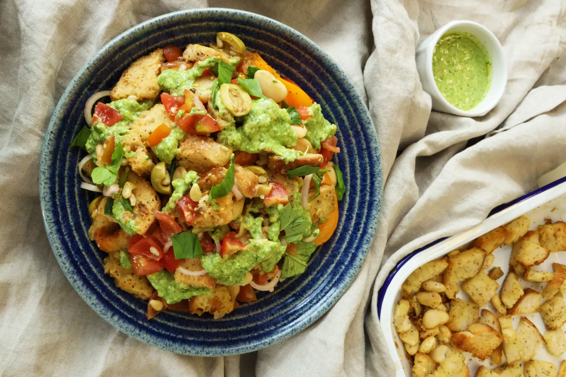 Vegan Pesto Panzanella Salad Bosh TV