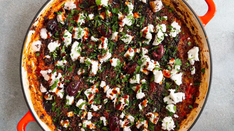 Vegan Balsamic Tomato Baked Orzo BOSHTV