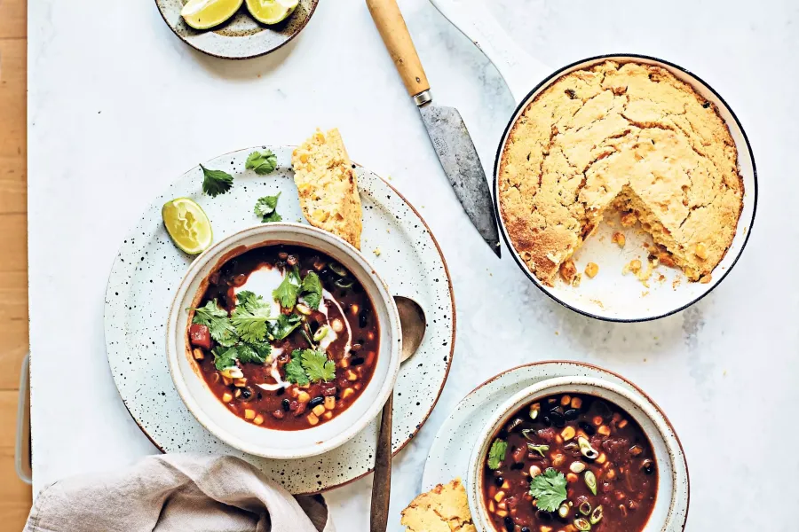 Vegan Black Bean Soup & Chilli Cornbread  Bosh TV
