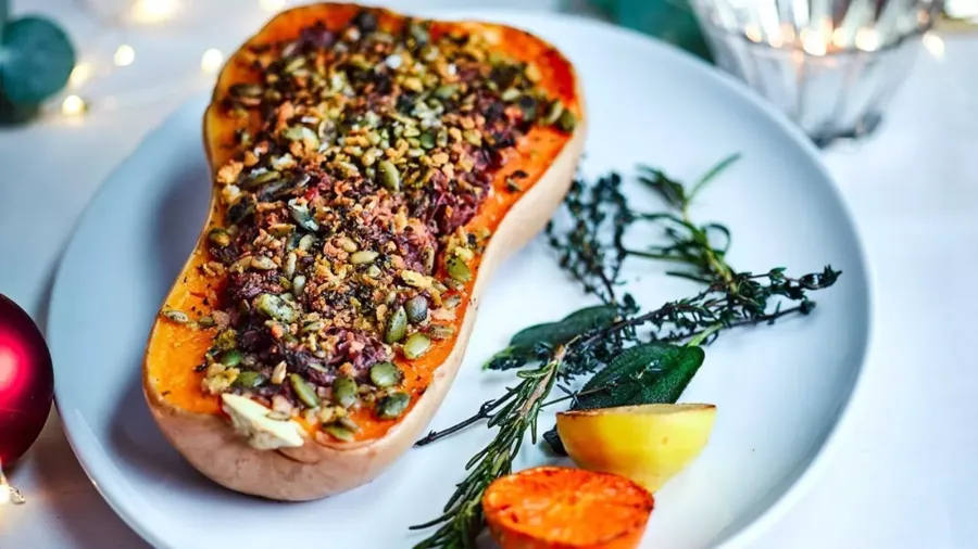 Vegan Butternut Squash with Spiced Red Wine Jus & Roast Spiced Nuts Bosh TV