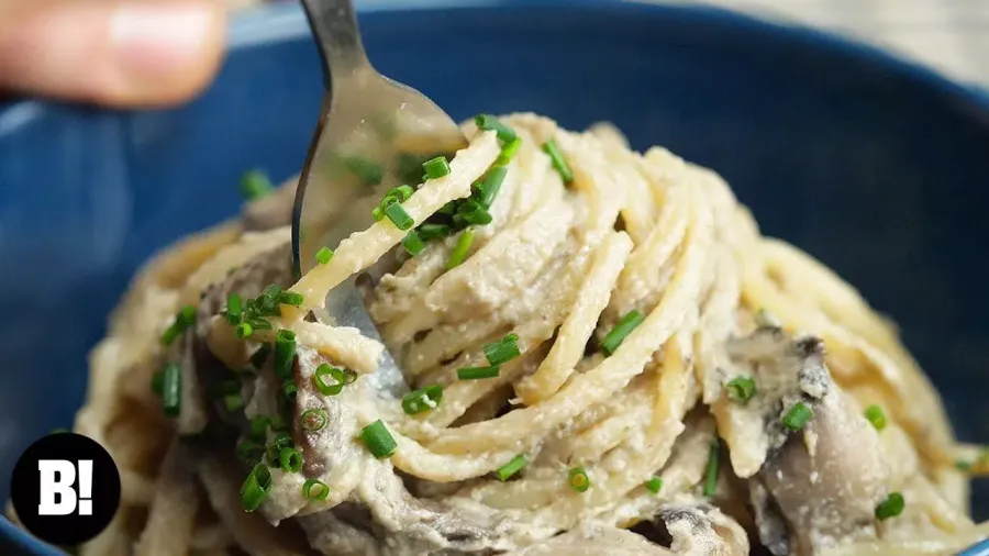 Vegan Creamy Garlic Mushroom Pasta Bosh TV