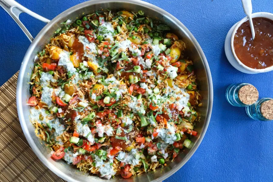 Vegan Fully Loaded Gunpowder Potatoes Bosh TV