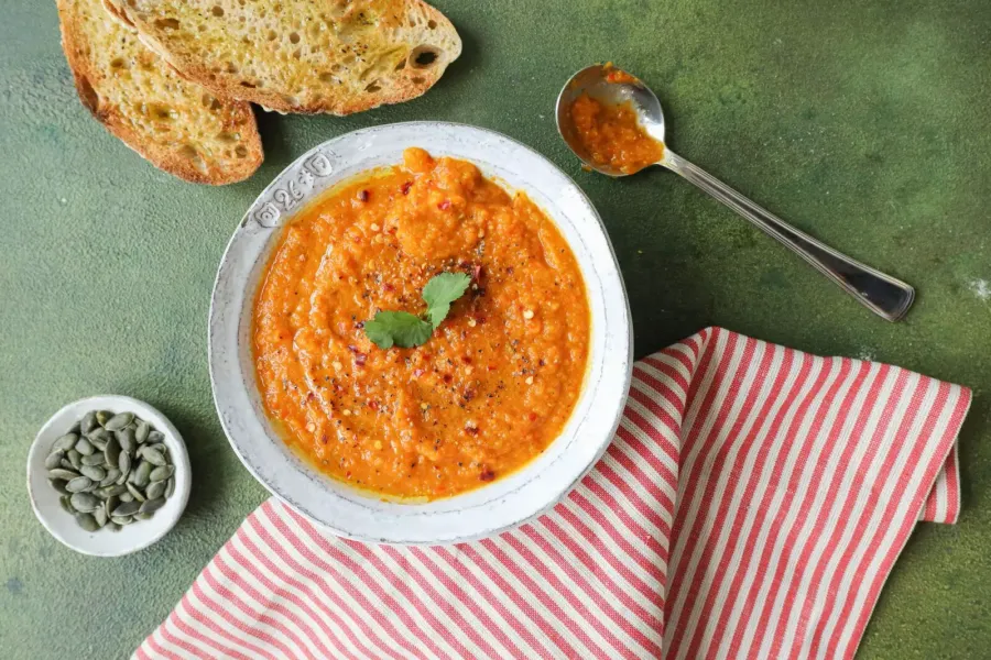 Vegan Roasted Red Pepper & Pumpkin Soup  Bosh TV