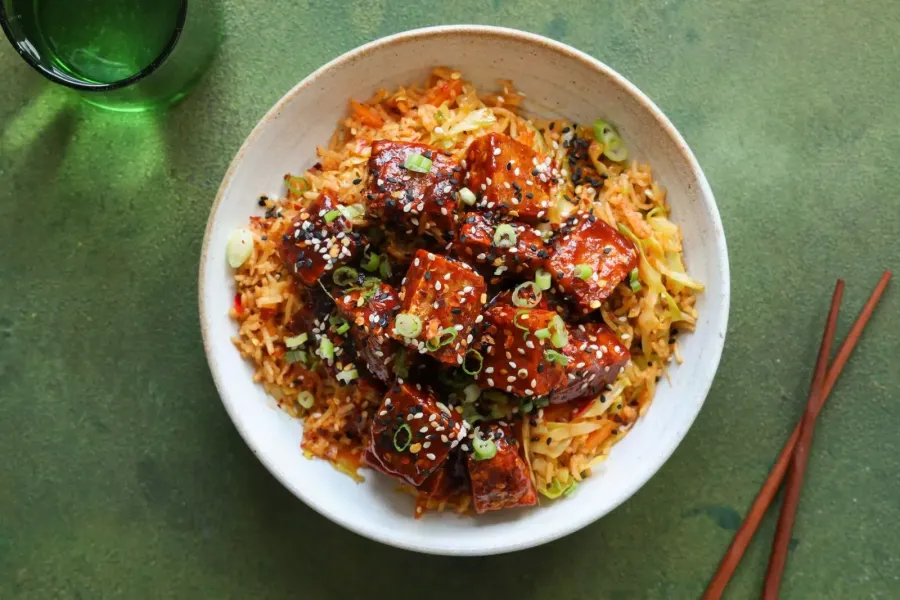 Vegan Sticky Korean Tofu with Aromatic Rice Bosh TV