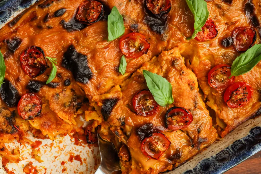 Butternut Bechamel Borlotti Bean Bake Image