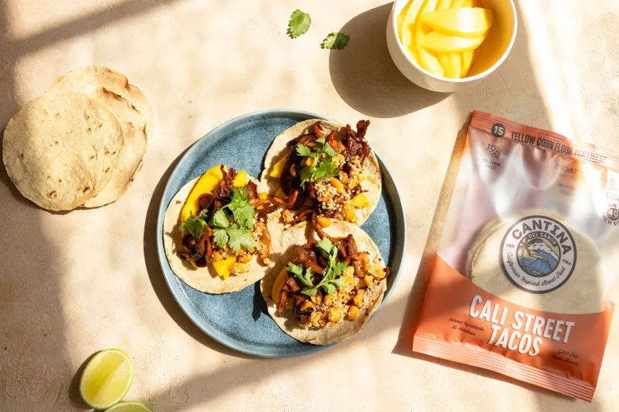 Smoky Pulled Mushroom Tacos with Chilli Peanut Sesame Salsa